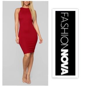 Fashion Nova Melinda Red Body Sculpting MIDI Dress